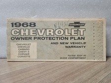 1968 Chevrolet Owner Protection Plan W Protecto Plate Corvette Chevelle Camaro