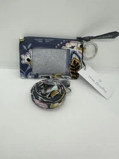 Vera Bradley Zip ID Case & Lanyard Set Badge Holder Work School Charmont Meadow