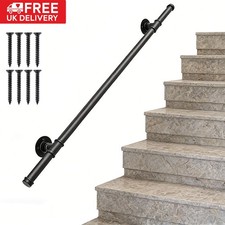 100cm Stair Handrail Metal Hand Railing Pole Round Rail Grab Balustrade Bar UK