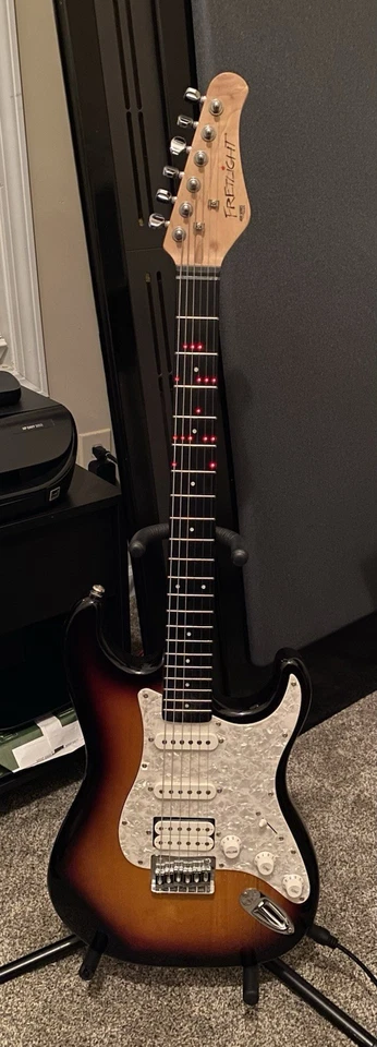 Fretlight 400 Series Stratocaster Tobacco Brown HSS pearloid Hardtail Guitar - Image 2 of 4