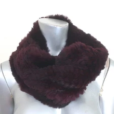 Adrienne Landau Rabbit Fur Infinity Scarf Snood Bordeaux