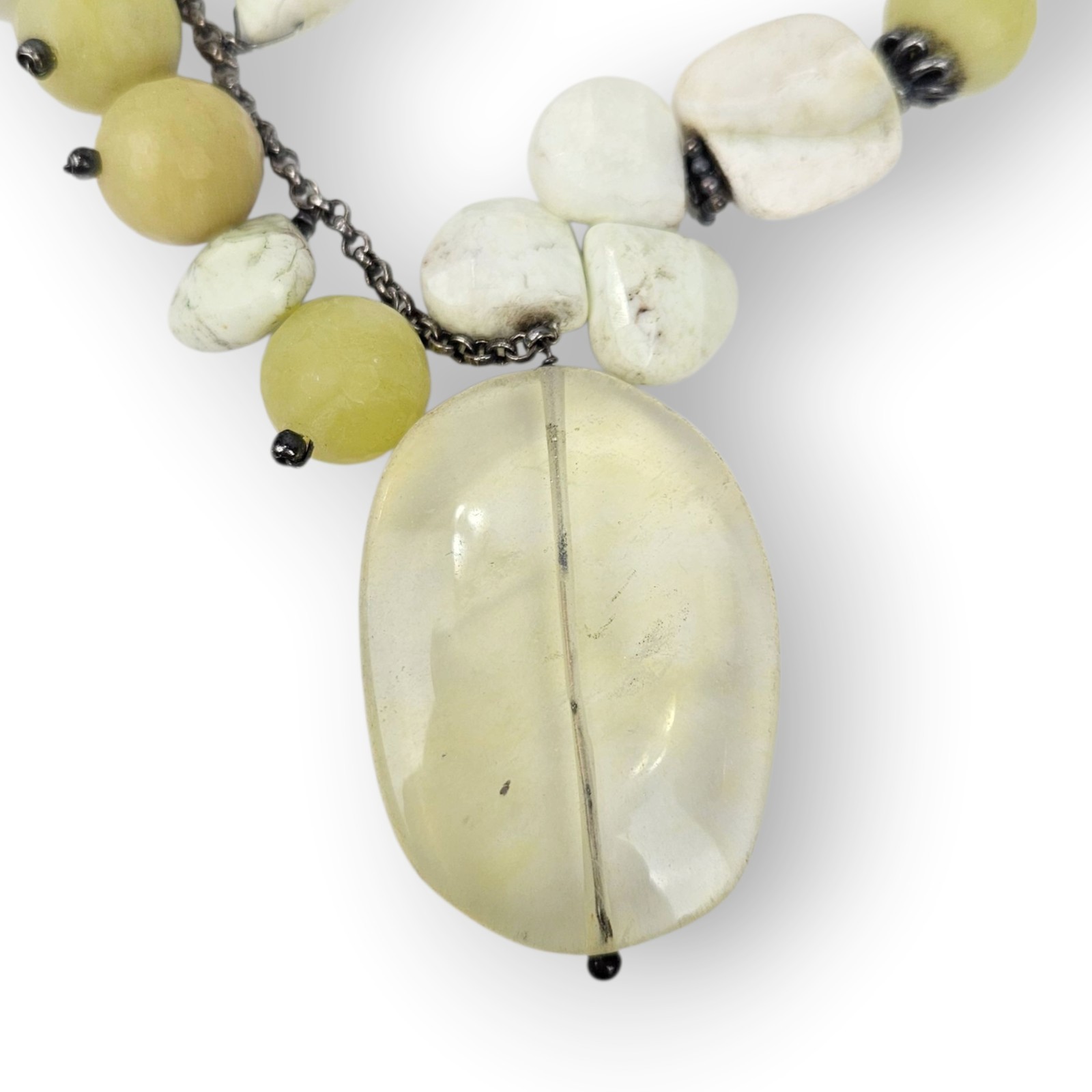 Asymmetrical Stone Beaded Chain Statement Necklac… - image 6