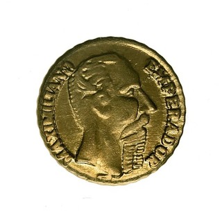 Messico 1865 1 Peso Oro Imperatore Massimilione Miniatura Souvenir Grado Basso Oro