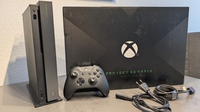 Xbox One X Project Scorpio Edition + Controller + OVP + Wandhalterung + 3 Games