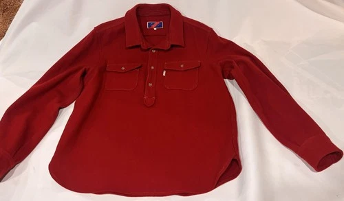 Best Made Co Red Pullover Jacket Button Men Size L Large Wool Front Pockets image 2