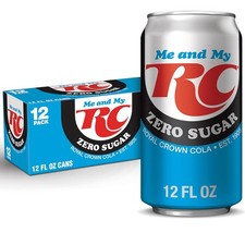 RC Cola Zero Sugar Soda, 12 fl oz cans, 12 pack