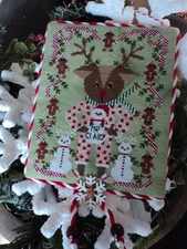 FINISHED Cross Stitching w/the Housewives RUDOLPH & MR CLAUS Christmas Ornament