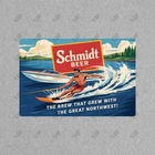Vintage Style Schmidt Beer Metal Sign Water Skiing Advertisement #40382