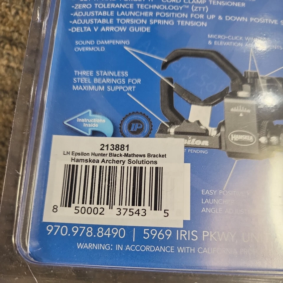 Hamskea Epsilon Arrow Rest w/ Mathews Approved Bracket - LH - Black New - Image 4 of 4