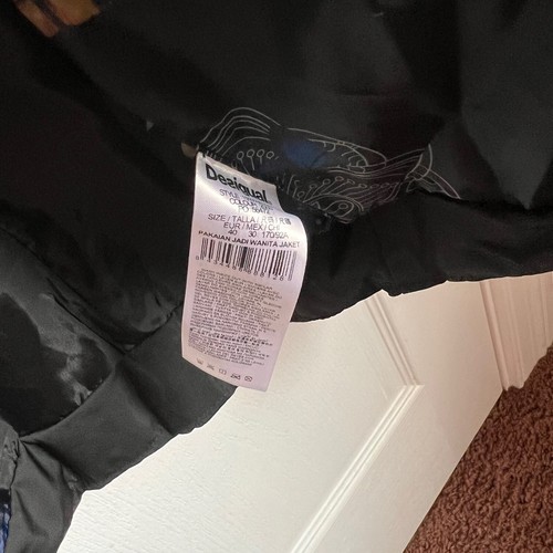 Cappotto donna trapuntato Desigual imbottito mandala full zip taglia 6 nero nuovo con etichetta - Foto 9 di 11