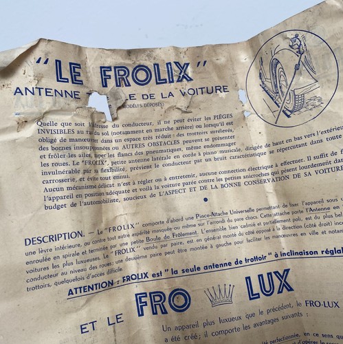 Vintage chrome bracket antenna "Frolix" for Renault 4CV Citroen 2CV Ford Vedette - Picture 7 of 8