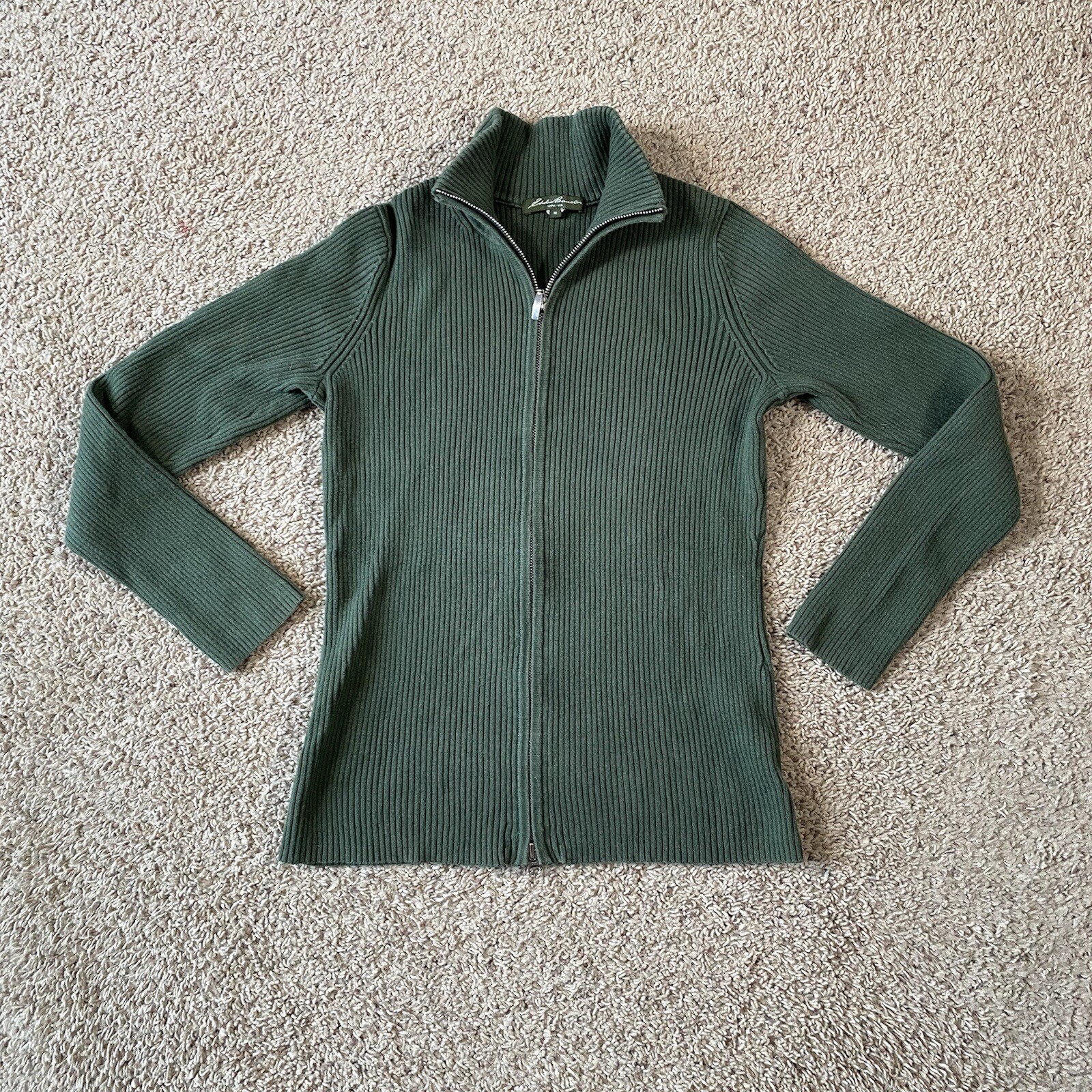 Eddie Bauer Ribbed Full Zip Sweater 