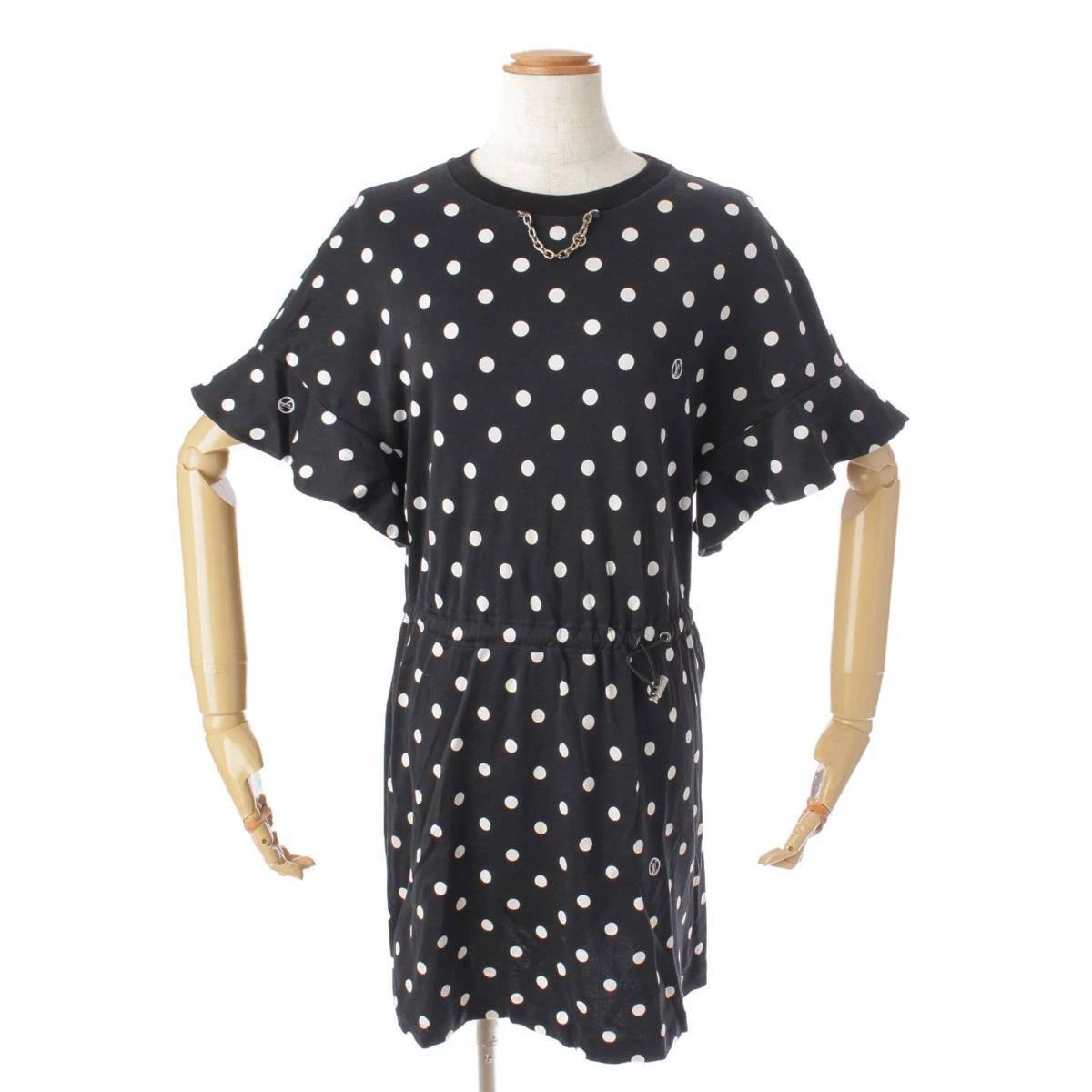 Louis Vuitton 22Ss Flounce Polka Dot Jersey Dress 1A9Y2A Black 