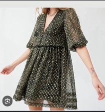 Urban Outfitters Size S Baby Doll Metallic Chiffon Dress NWT Retails $79