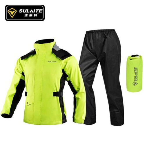SULAITE Motorbike Rain Suit Waterproof Rain Coat Pants Rain Set with Storage Bag - Picture 1 of 15