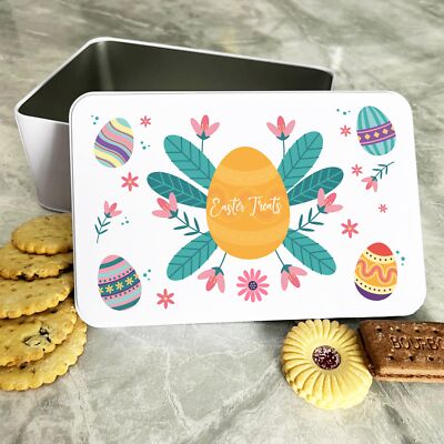 Helles Ostern Blumen Orange Ei Personalisiert Geschenk Kuchen Kekse Süßigkeiten Leckerli Dose