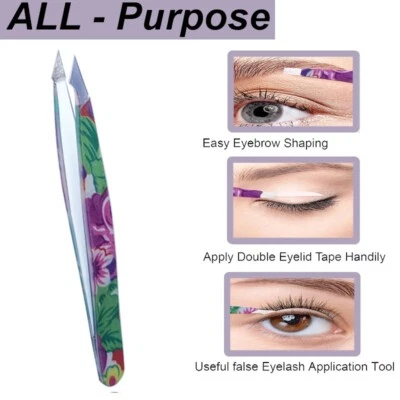 WINJUL 1 x Professional Fancy Flower Eyebrow Tweezers with Comb Slanted Stainless Steel