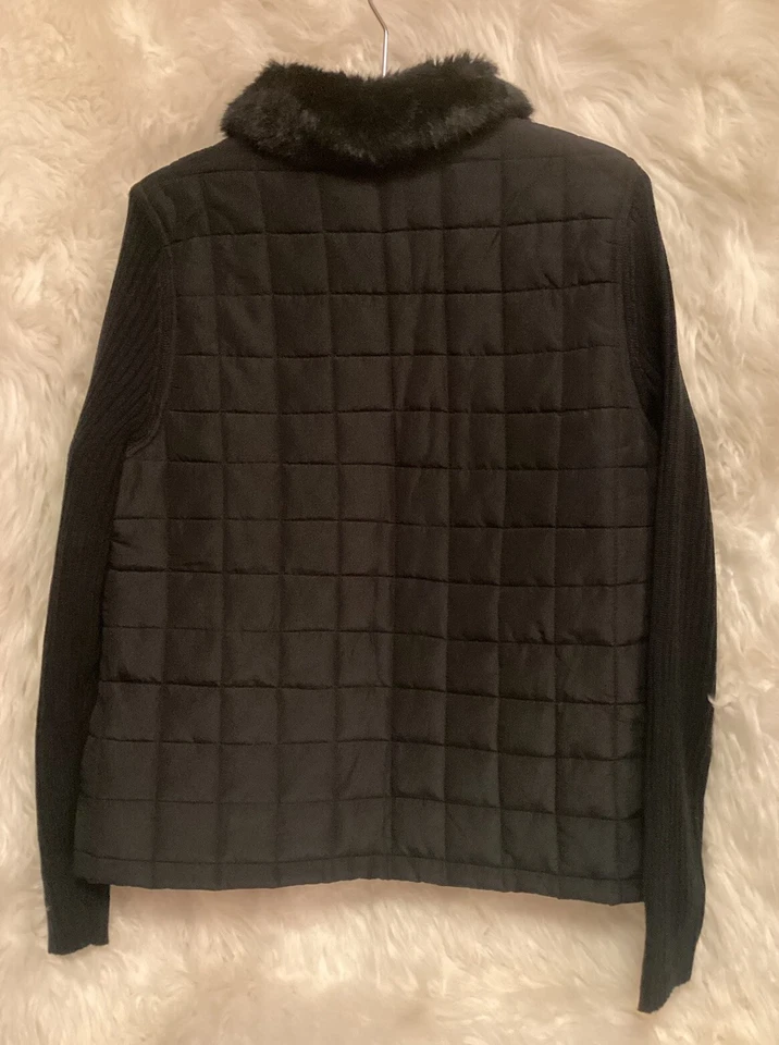 Carolyn Taylor женщин черный искусственного меха капюшон пуховик свитер рукав полный молнии куртка - Изображение 2 из 4