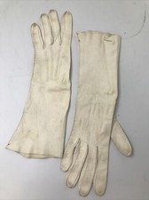 Girl's Vintage Long White Leather Gloves