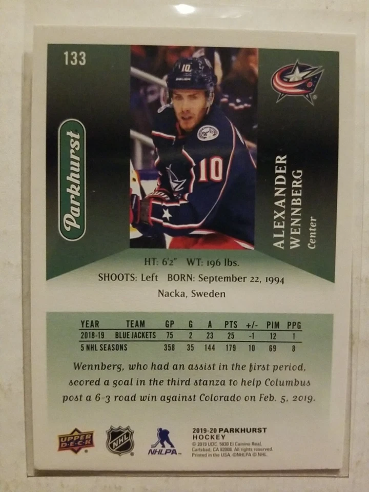 2019-20 Upper Deck Parkhurst Alexander Wennberg #133 - Image 2 of 2