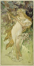 Mucha Les Saisons Printemps Spring vintage ar nouveau poster 12x24