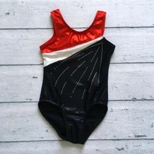 Girls gymnastics leotard child large great condition Red white blue patriotic US
