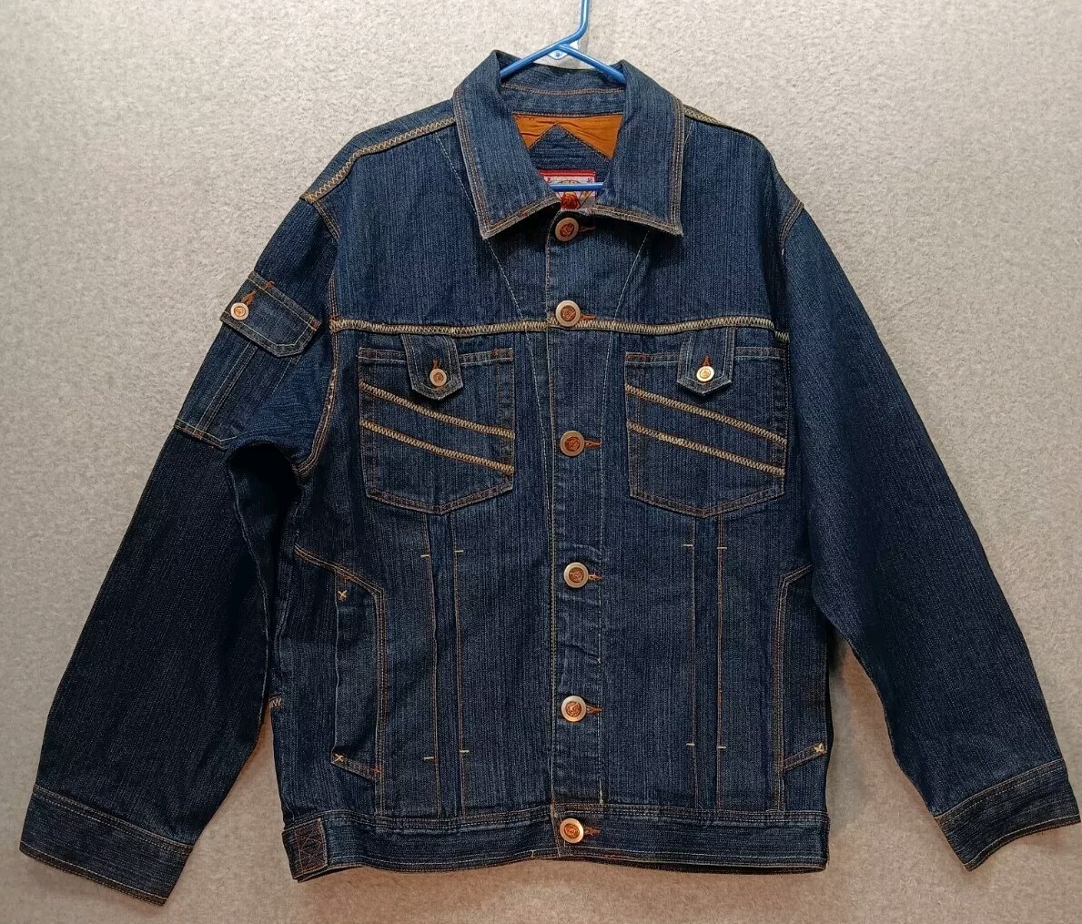 Urban Folks Jacket Men's Size XL Blue Denim 100% Cotton Jacket Button Front EUC