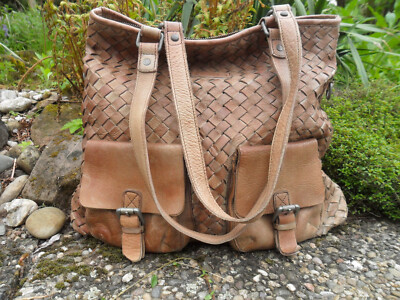   tigha Echt Leder Tasche / Shopper beige groß
