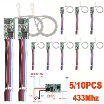 5/10* RF 433Mhz Relay Receiver Wireless Remote Control Light Switch Micro Module