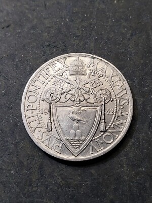 1942 Vatican City Pius XII 1 LIRA Coin #12zz