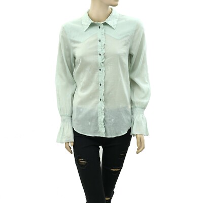 Odd Molly Anthropologie Buttondown Shirt Top Embroidered Cotton S-1 NWT 228073