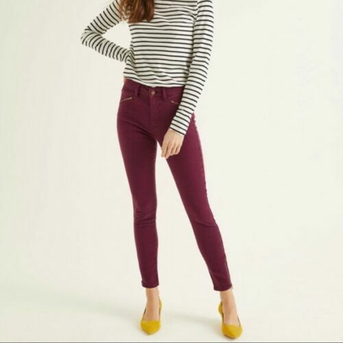 BODEN Biker Super Skinny Jeans Maroon 