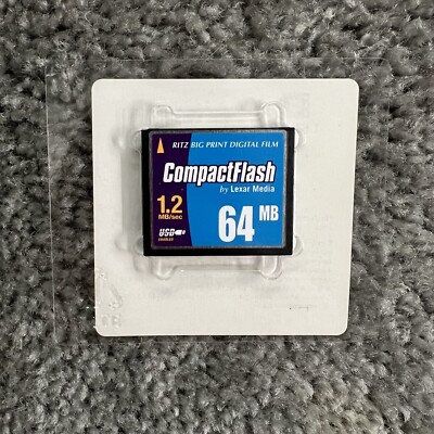 64MB Compactflash Lexar Media Ritz Big Print Digital Film USB Enabled Card New