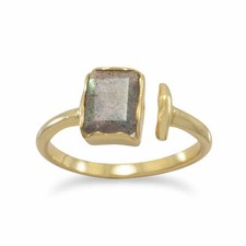 Gold-plated Sterling Silver Rectangular Labradorite Ring