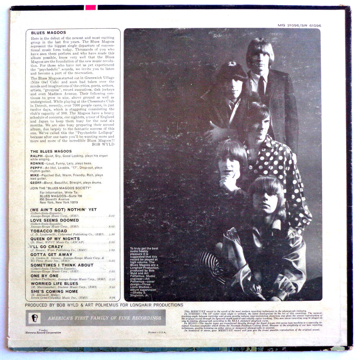 BLUES MAGOOS -Psychedelic Lollipop- Vinyl LP 1st Press 1966 SR
