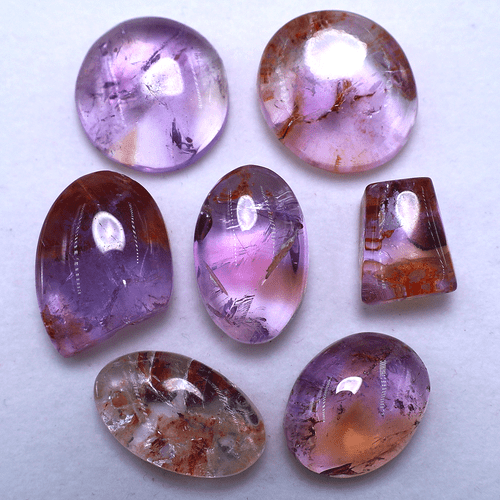 Raro Lote de 7 Piezas Piedras Preciosas Cabujón Cuarzo Amatista Natural con Matriz 17mm-25mm - Imagen 2 de 12
