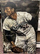 Sandy Koufax Signed 27x41 Stephen Holland Dodgers Canvas OA COA