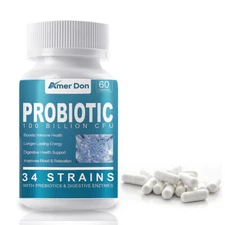 Digestive Enzymes Prebiotic & Probiotics Gas Constipation & Bloating Relief --