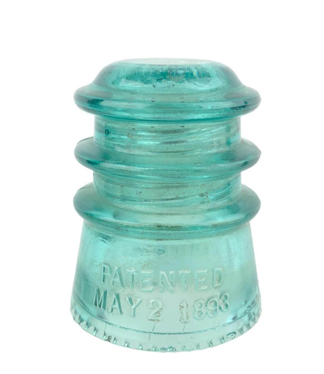 Vintage Hemingray Blue Glass Telegraph Line Insulator Patented May