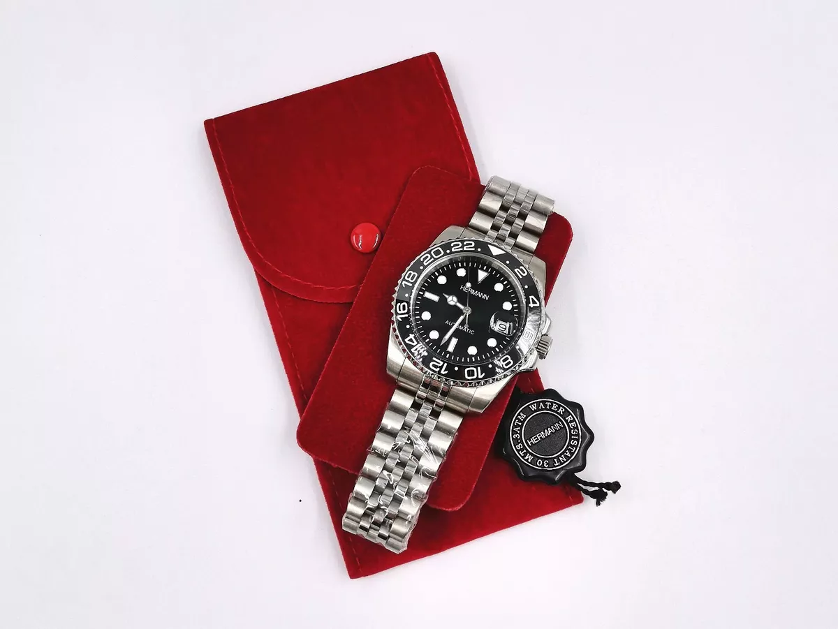 Custodia Porta Orologi Rosso Elegante Tessuto Floccato Morbido Watch Box