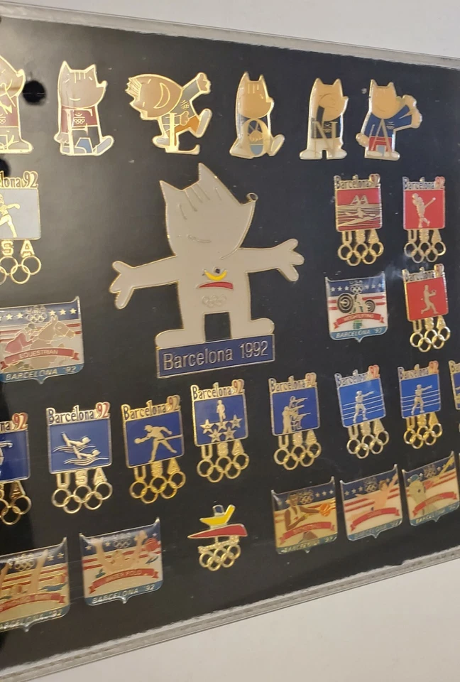 BARCELONA1992 OLYMPICS PINS RARE COLLECTION OF 50 PINS OF USA TEAM FRAMED - Image 3 of 4