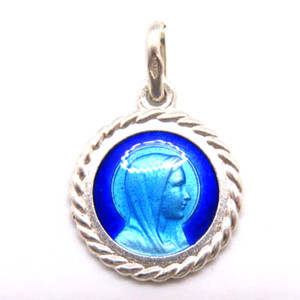 Pendentif Médaille Ancienne En Argent ND De Lourdes Vierge Marie - Vintage, Bon état "dans Son Jus"