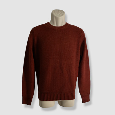 $396 Neiman Marcus Men Red Cashmere Wool Crewneck Pullover Sweater Size M