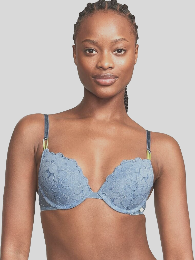 Reggiseno push-up in pizzo laminato
