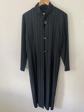 Vintage Joseph Ribkoff Full Legnth Jacket Black Pinstripe 1980’s Unique Stylish