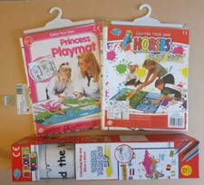 COLOURING PLAYMATS & CRAYONS WIPE CLEAN ART CRAFT CHILDREN CREATIVE ACTIVITY NEW