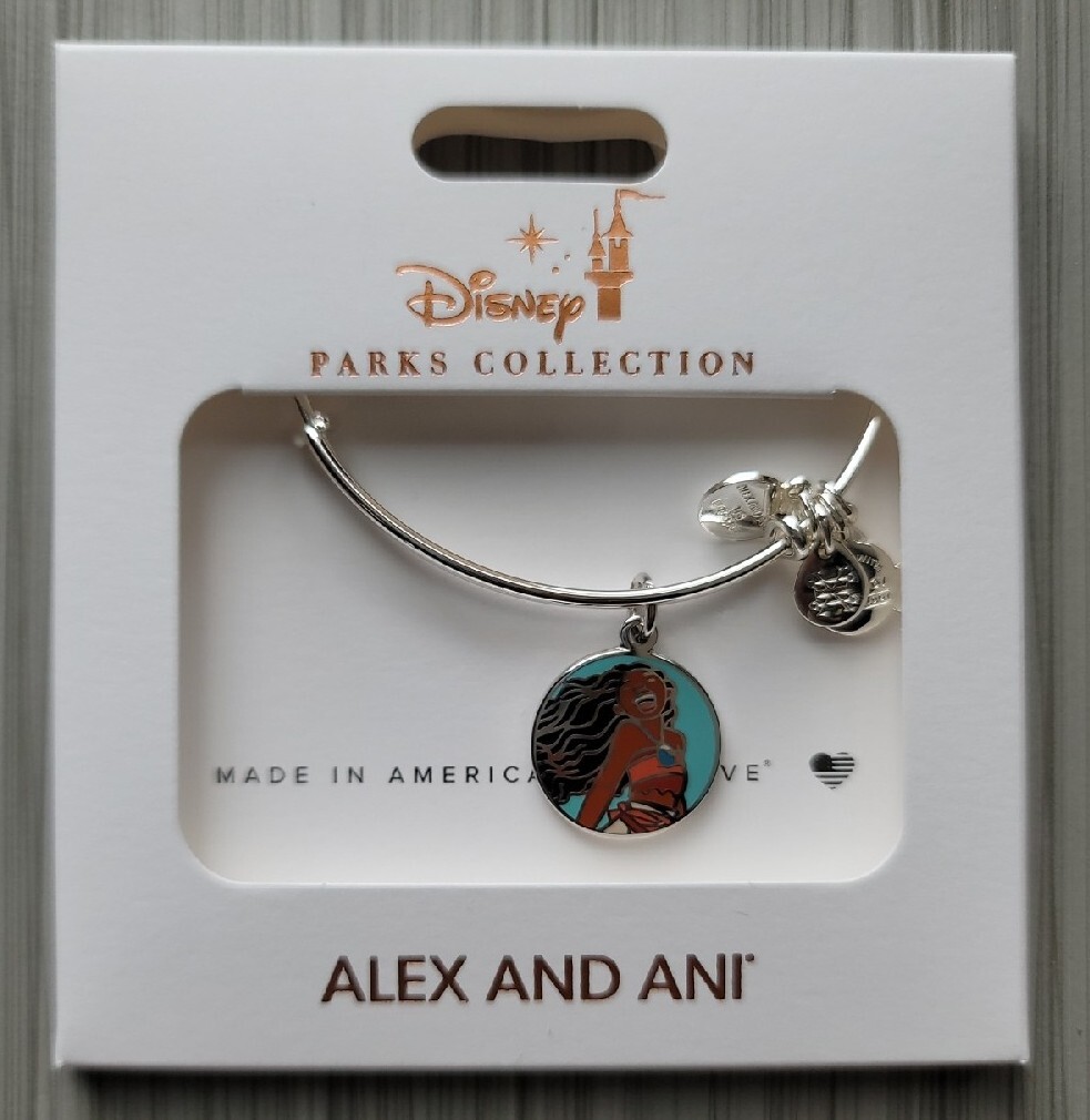Alex and Ani Disney Parks Moana Charm Bangle Shiny Silver Tone