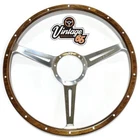 Wood Rim Steering Wheel & 9 Hole Fitting Ring 17" Oak Riveted Classic Car