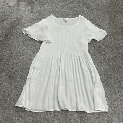 Spense A-Line Dress Womens Medium White Knee Length Short Tulip Sleeve Pleated | eBay Spense A-Line Dress Womens Medium White Knee Length Short Tulip Sleeve Pleated | eBay