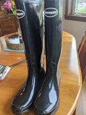 Havaianas Helios Women's Tall Rubber Gloss Galoshes Rain Boot black Sz 6.5 36 